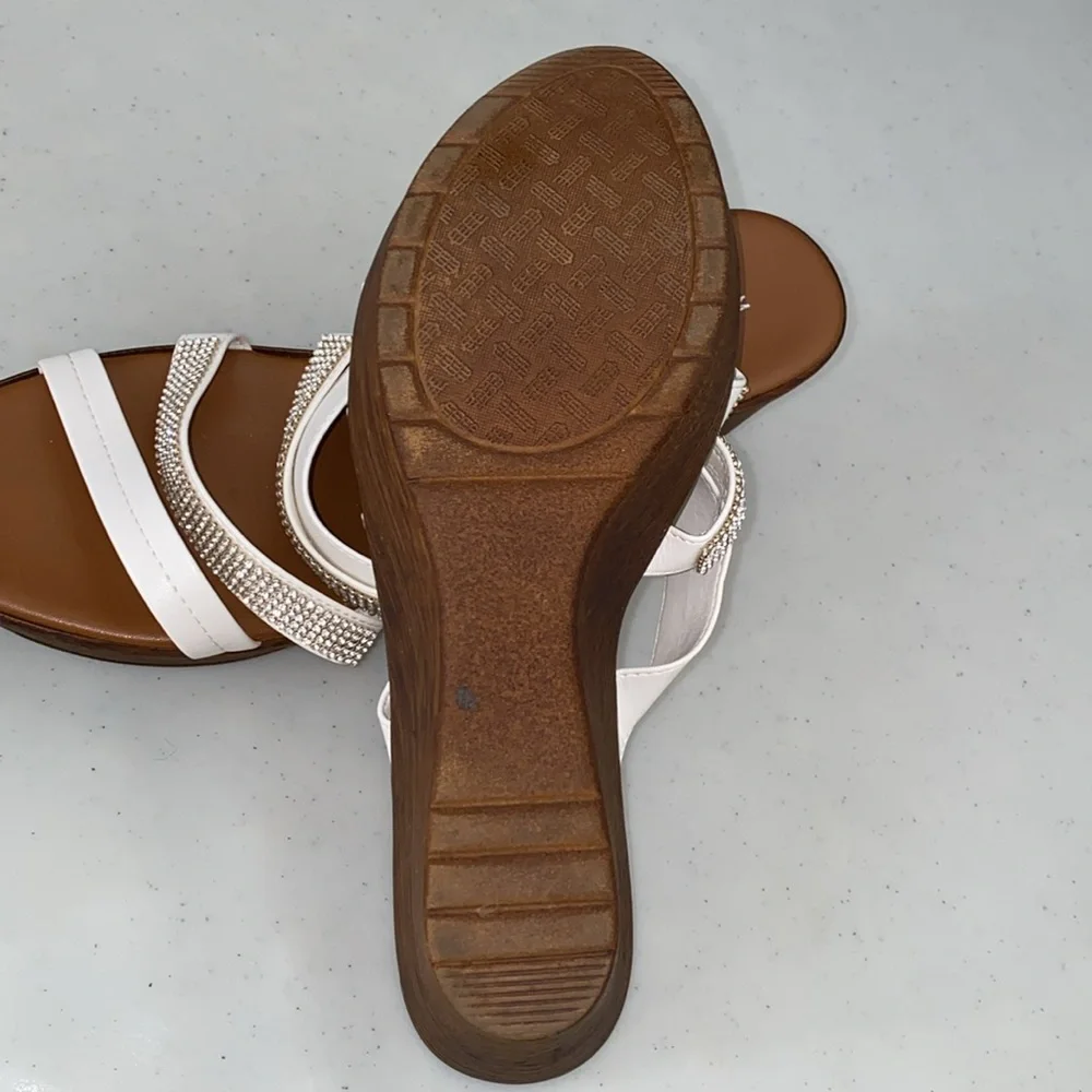 Platform Wedge | Italian Shoemakers | white with rhinestone, size 10